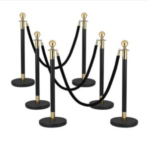 6pcs Black stanchions with black ropes