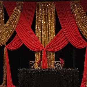 Gold drapes 10x10ft