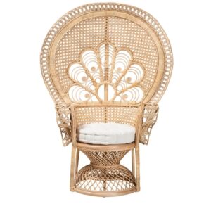Modern Bohemian Natural Brown Rattan Peacock Accent Chair