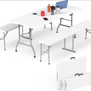 Picnic bench and Table, Two benches and one table.