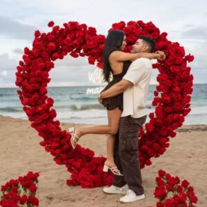 Red Engagement Heart arch