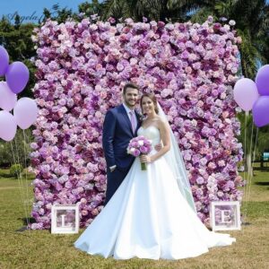 8ft x 8ft Mix Colors Rolling Up Flower Wall and Wedding Decoration.