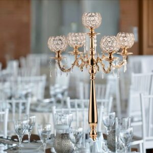 Crystal Gold candelabra for table decoration