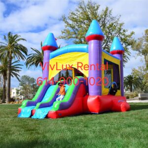 Jelly Bean Bounce House Combo with double slides.