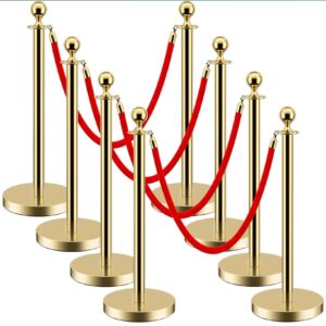 8pcs stanchions with red velvet ropes