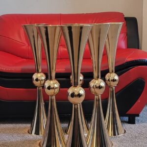 Gold tall trumpet vases 80cm